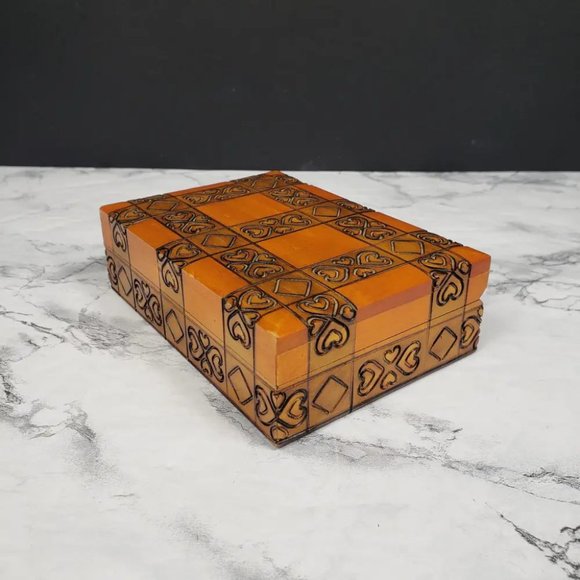 Handmade Hinge Lid Wooden Box Vintage - Picture 2 of 11